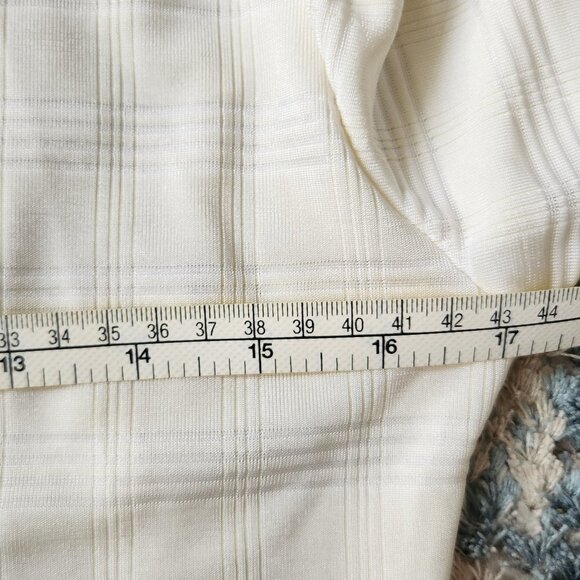 White Plaid Stripe Short Sleeve Blouse Medium Petite - Picture 10 of 11